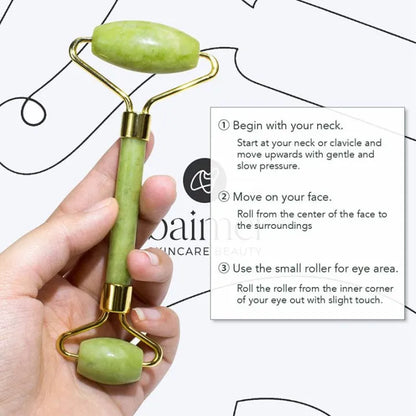 Facial Roller & Gua Sha Set – Natural Jade Stone Face Massager Tools